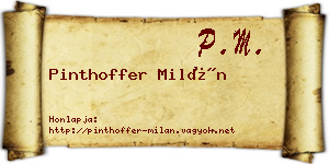 Pinthoffer Milán névjegykártya